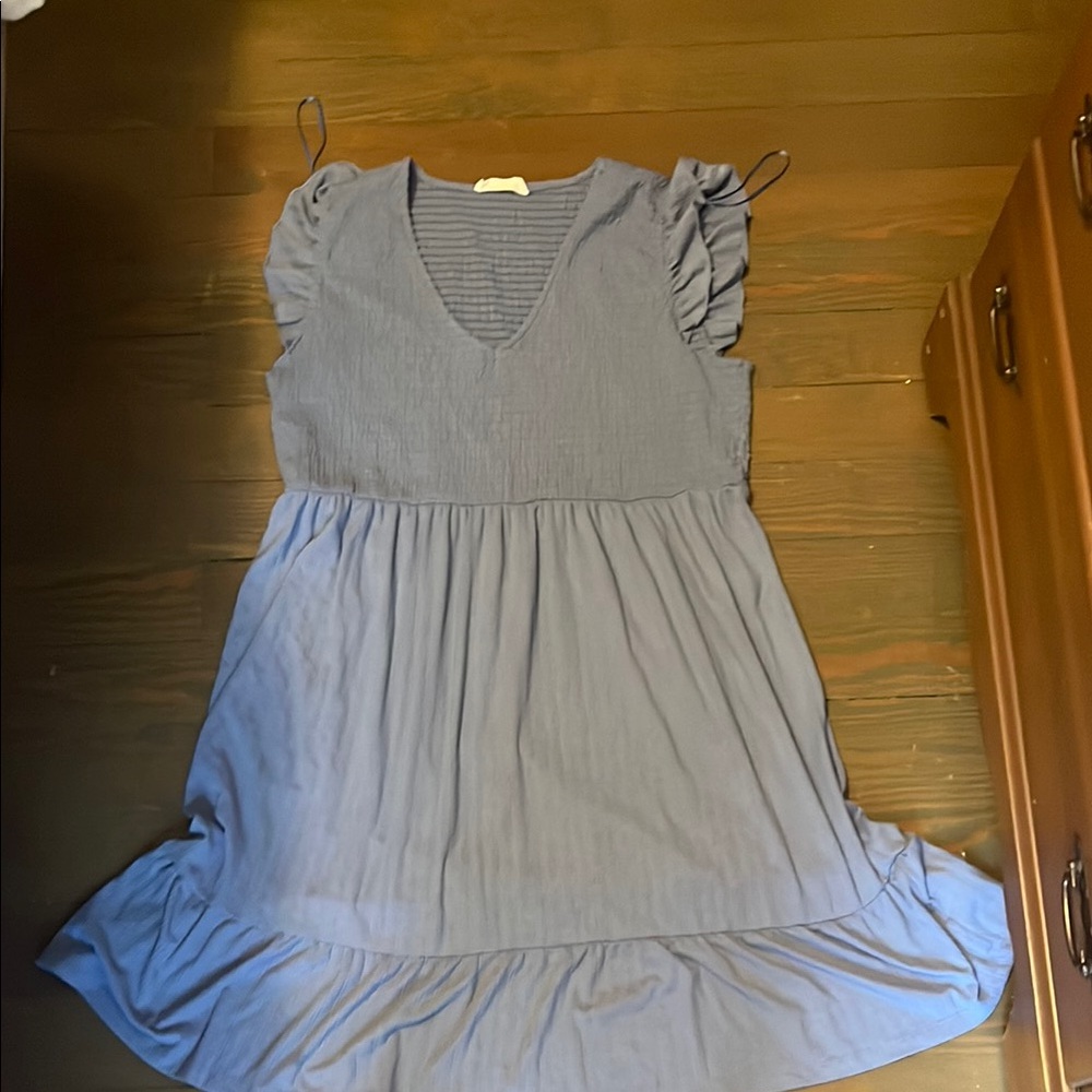 Lucky Brand Gray Flutter Sleeve Sundress